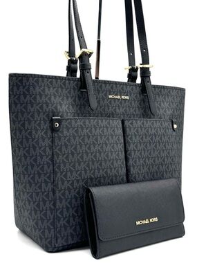 Michael Kors Jet Set Medium Pocket Tote Bag & Matching Trifold Wallet